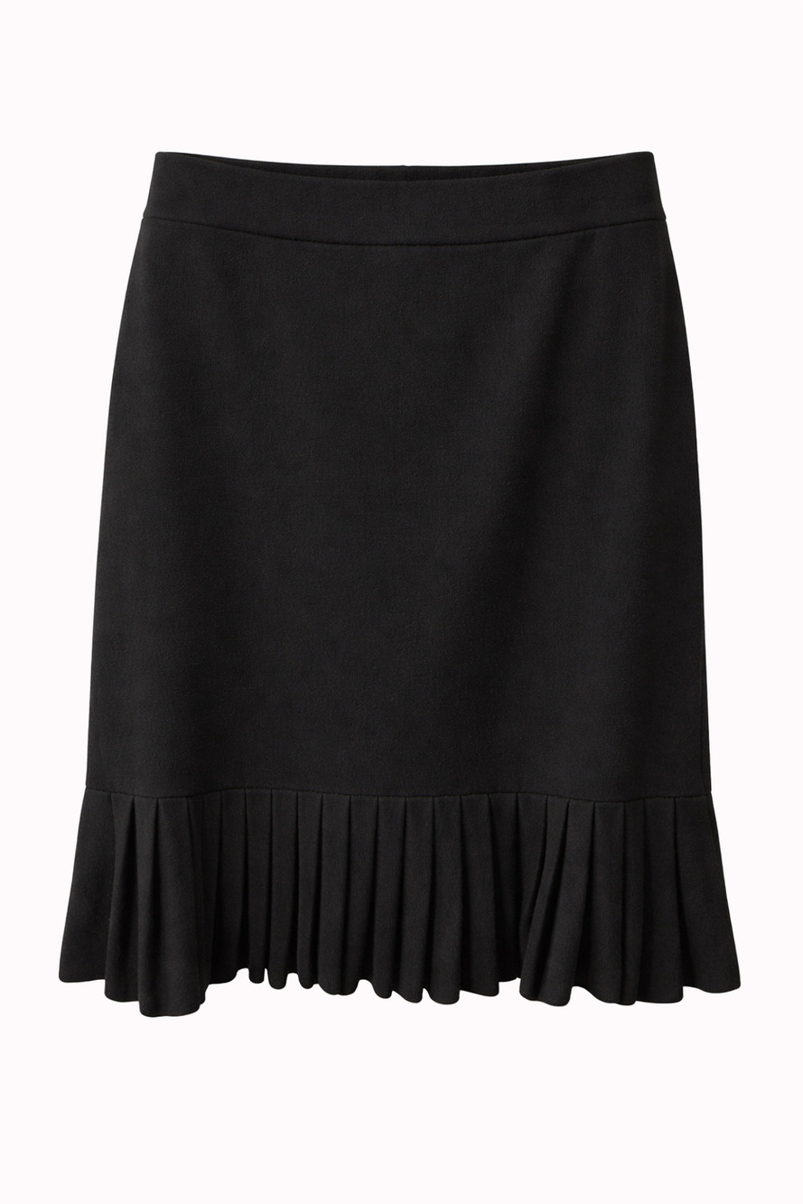 Elementz Black Knit Pleated Hem Travel Career Skirt Chic Movement S
